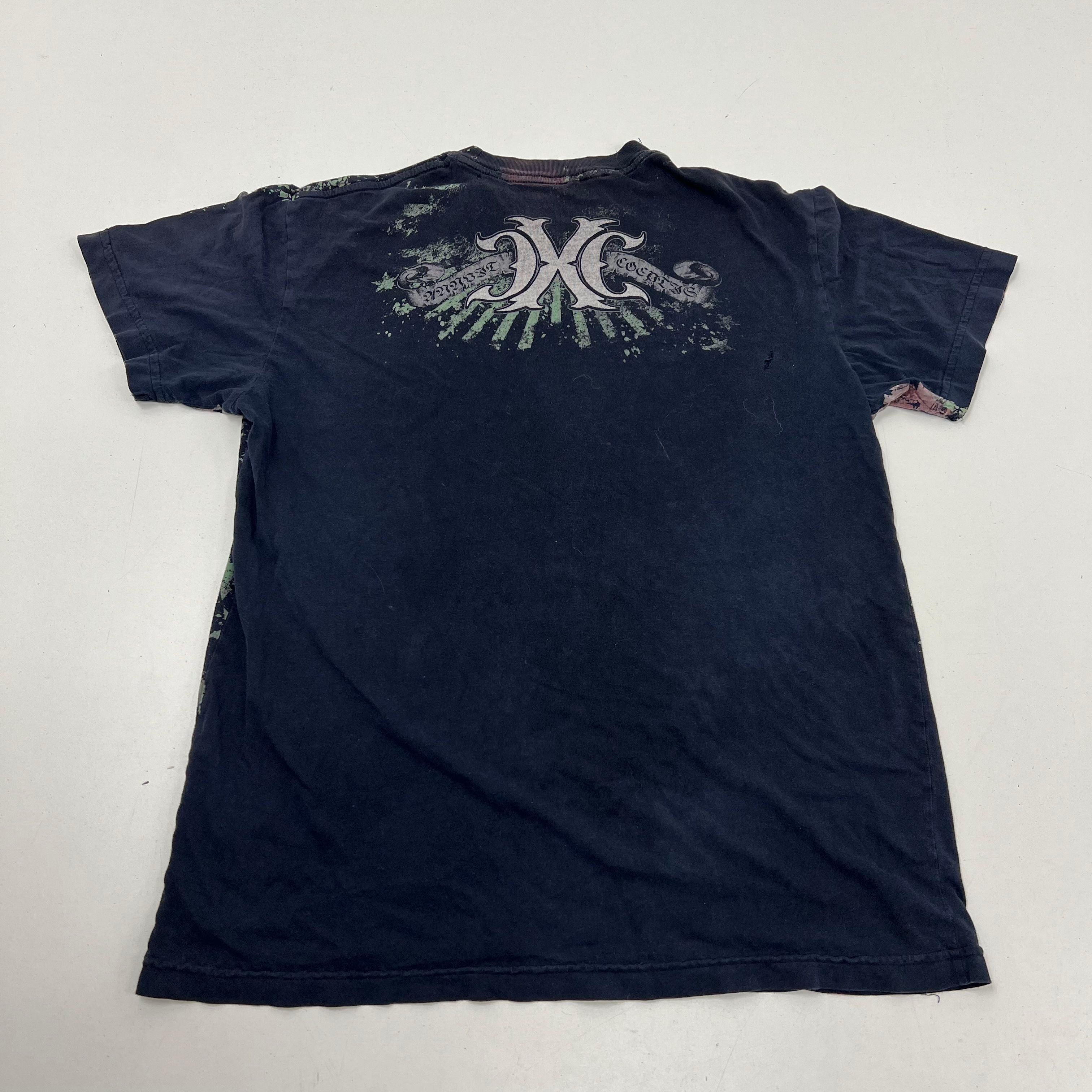 Y2K Vintage Xtreme Couture Affliction T Shirt AOP Valor Eagle Graphic USA Mens M