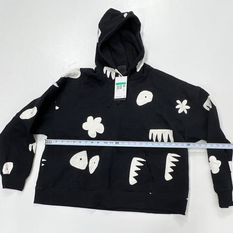 Nike Jordan Women's Flight Fleece Printed Hoodie Black Abstract Loose Sz XL NWT