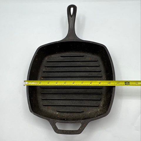 Lodge 10.5 Inch Cast Iron Square Grill Pan with Assist Handle Made in USA