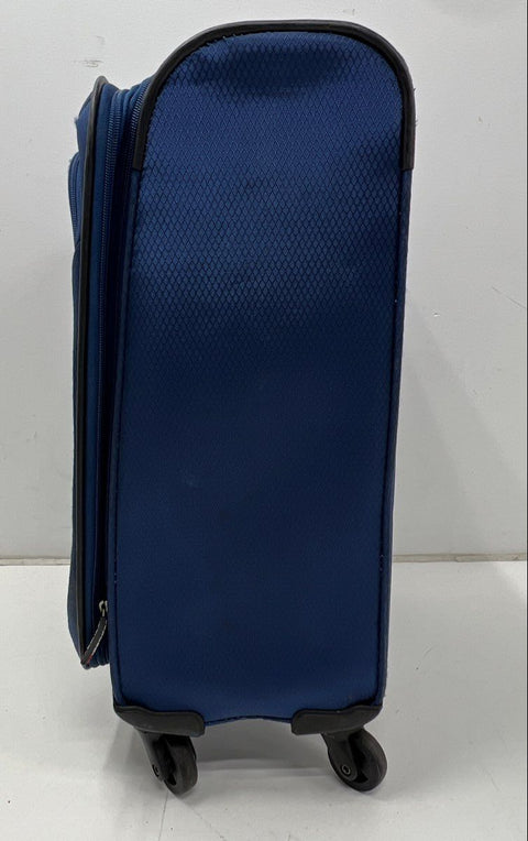 Skyway Navy Blue Fabric 4-Wheel Spinner Suitcase Travel Luggage Carry-On