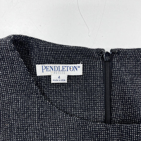 Vintage Pendleton Women's Gray Virgin Wool Long Sleeve Dress Sz 4 Petite