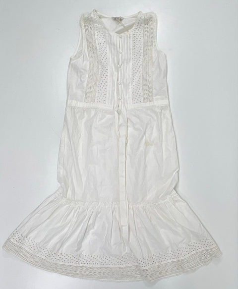 Lucky Brand Women's White Eyelet Midi Dress Sleeveless Button Front NWT Sz XS