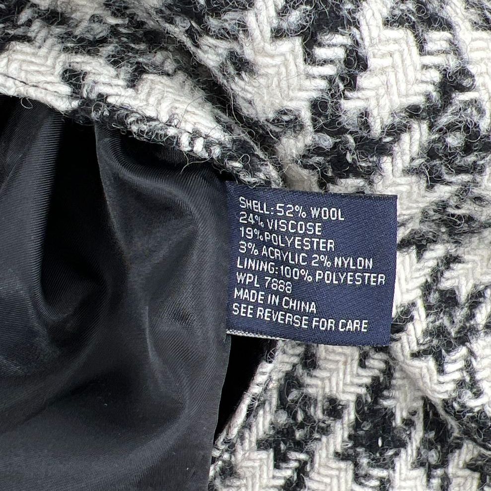 Vintage Anne Klein Houndstooth Wool Blend Peacoat Coat Womens S/P