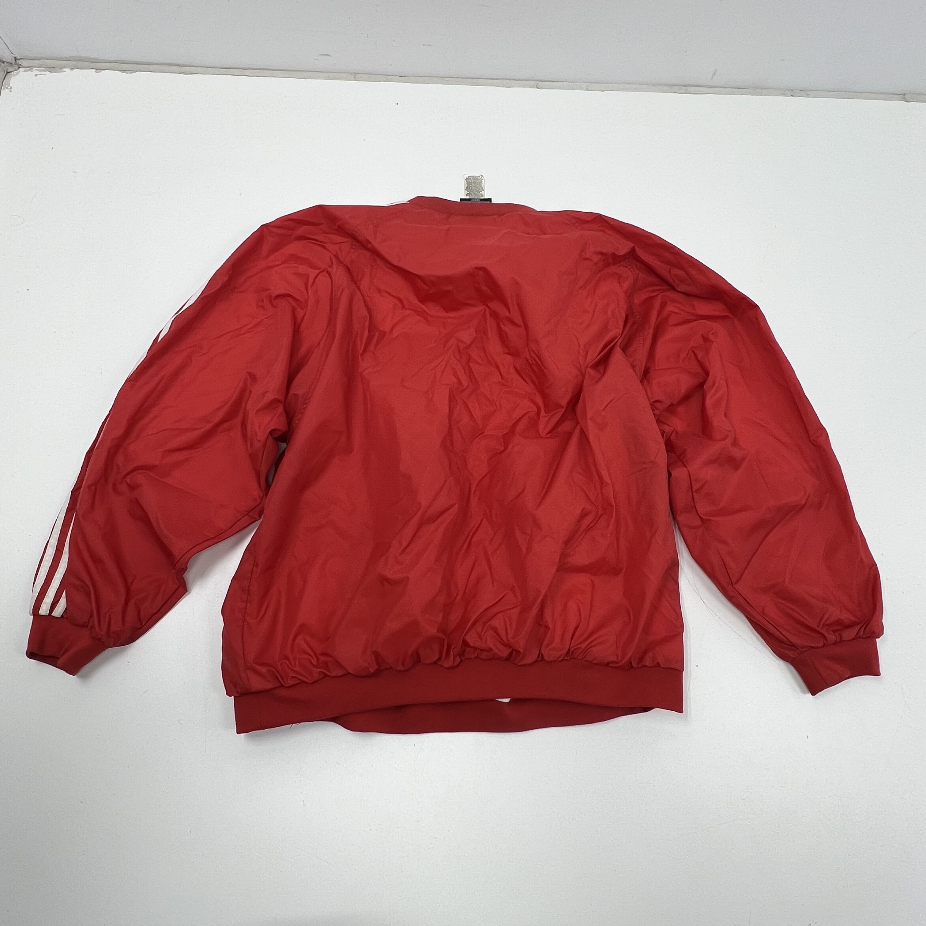 Vintage 90s adidas Red Team V-Neck Nylon Pullover Windbreaker Mens 2XL