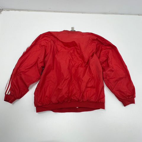 Vintage 90s adidas Red Team V-Neck Nylon Pullover Windbreaker Mens 2XL