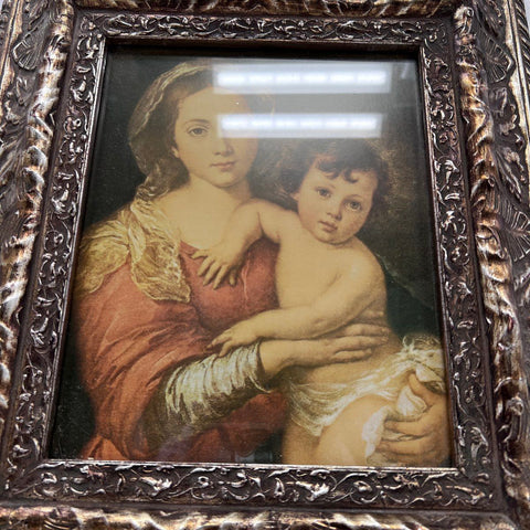 Unsigned Renaissance Style Madonna and Child Framed Print Religious Art 14x16