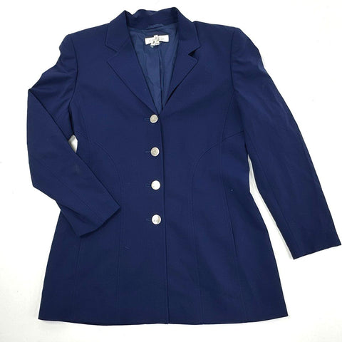 Escada Women's Blue 4-Button Tailored Blazer Jacket Vintage 90s Germany Sz 40