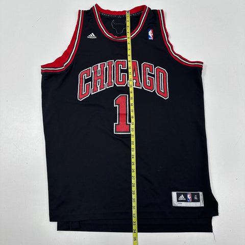Vintage 2012 Chicago Bulls Derrick Rose #1 Adidas NBA Jersey Black Sz XL