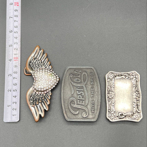 Vintage Lot 6 Men's Belt Buckles Marlboro Pepsi Western Initial N Biker