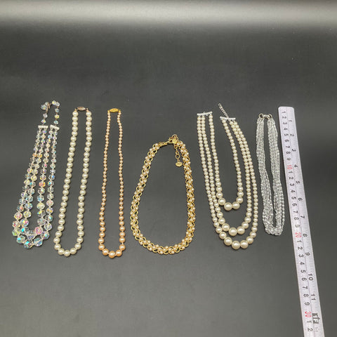 Vintage Richelieu Faux Pearl AB Bead Costume Jewelry Lot of 6 Necklaces