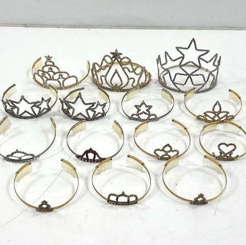 Lot of 14 Rhinestone Tiara Headband Crowns Pageant Costume Jewelry Star Heart