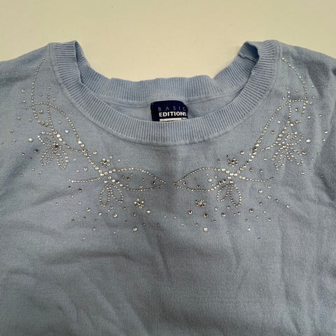 Basic Editions Winter Embellished Collar Sweater Light Blue Women's Size 3X