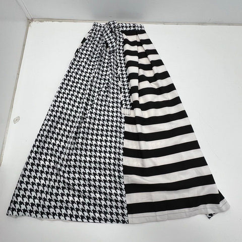 TOV Women's Black White Houndstooth Stripe Split Maxi Skirt Size S NWT