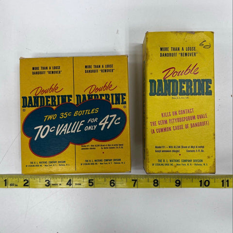 Vintage Double Danderine Dandruff Remedy Glass Bottles Lot 3 Pieces