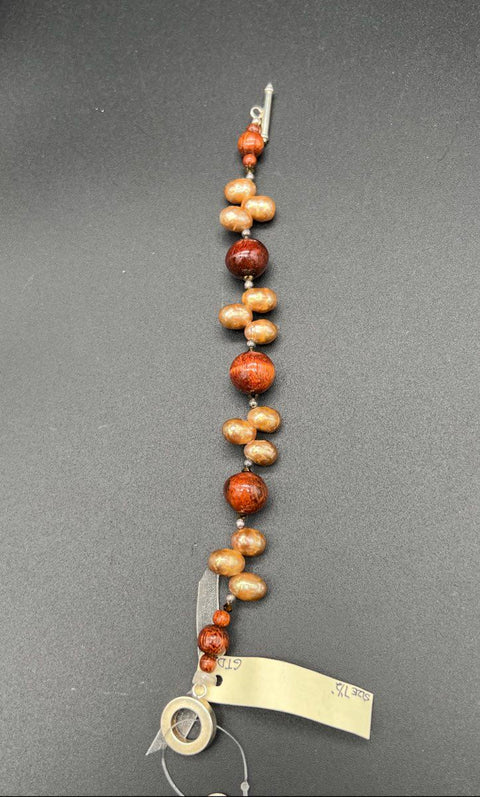 Martin & MacArthur Koa Earrings & Dottie Bergan Koa Pearl Bracelet Hawaiian Set