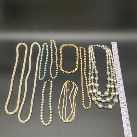 Vintage Richelieu Japan Faux Pearl Necklace Jewelry Lot of 8 Multi-Strand Retro