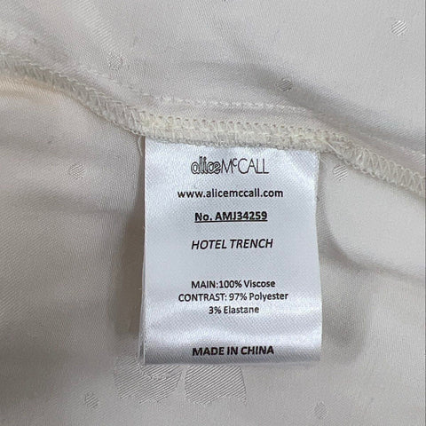 Alice McCall Women's Hotel Trench Dress Cream Jacquard Piped Midi Sz 2