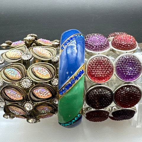 Enamel Rhinestone Shell Fashion Bracelet Lot of 8 Vintage & Modern Styles