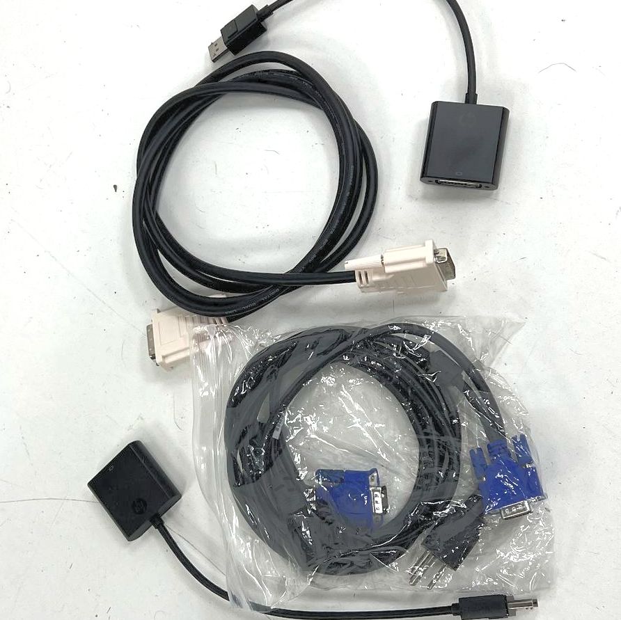 HP Mixed Lot Computer Cables Adapters DisplayPort DVI VGA Power Cord