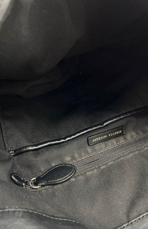 Rebecca Minkoff Black Pebbled Leather Hobo Shoulder Bag Gold Hardware