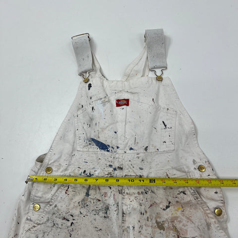 Dickies White Paint Splatter Distressed Workwear Bib Overalls Men's 38x29