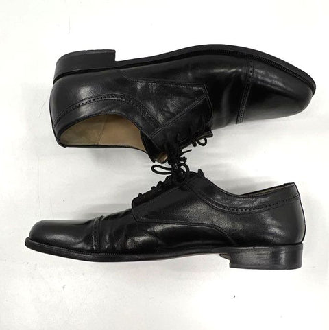 Vintage Bally Trino Black Leather Cap Toe Derby Dress Shoes Size 10 B