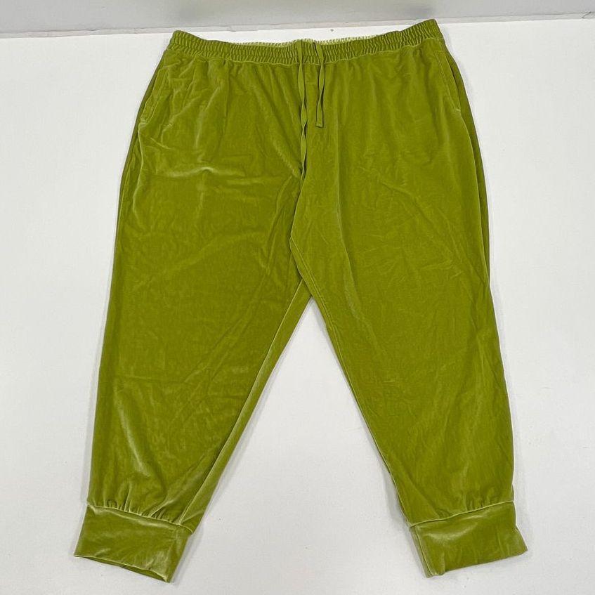 NWT Women's Fabletics Daria Lime Green Velour Velvet Joggers Pants - Size 4XL