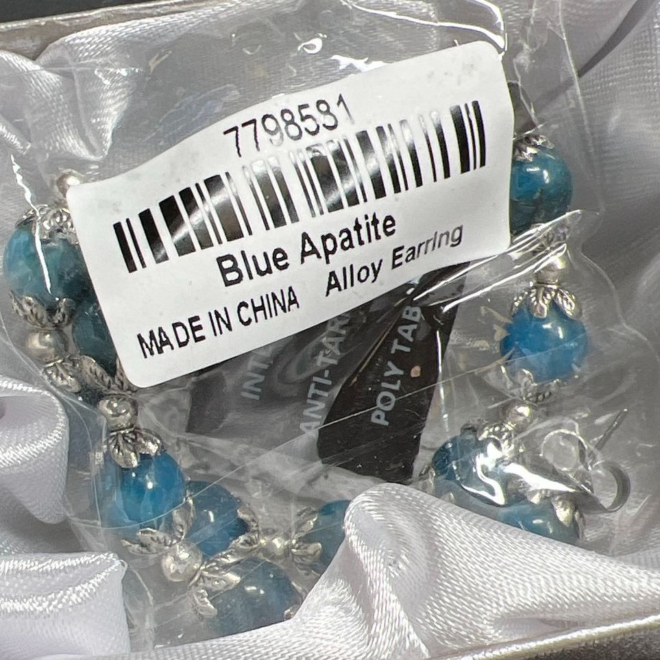Blue Apatite Stone Beaded Earrings NWT