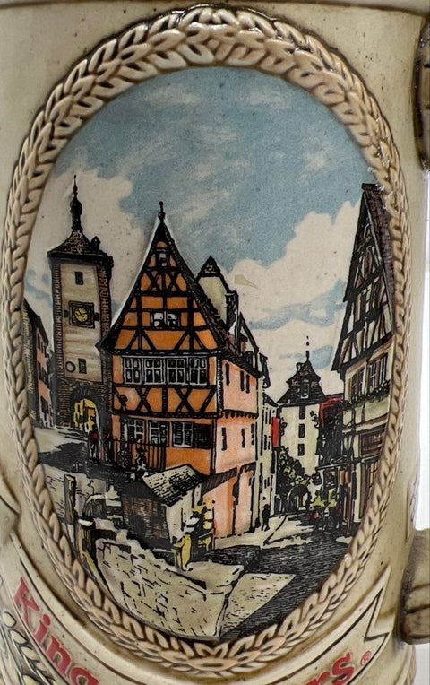 Budweiser Anheuser-Busch Lidded Beer Stein King of Beers Ceramic Relief 10 Inch