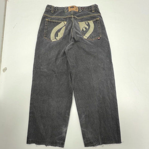 Vintage Y2K Marc Ecko Faded Black Rhino Carpenter Baggy Wide Leg Jeans Men's 36