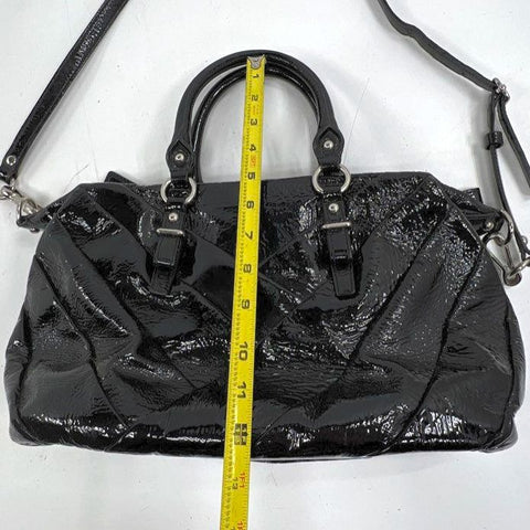 Coach Madison Sophia Satchel Black Quilted Patent Leather Silver Hardware