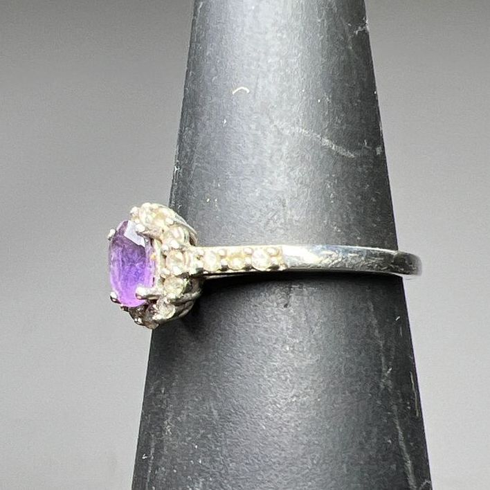 RJ 925 Sterling Silver Amethyst and Topaz Ring Size 5