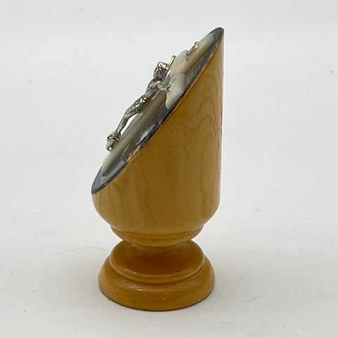 Jesus Crucifix Figurine Abalone Mother of Pearl Olive Wood Bethlehem Holy Land