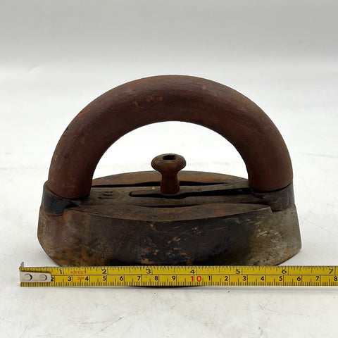 Antique Cast Iron Sad Iron Detachable Wood Handle Size 2 Primitive Press Iron