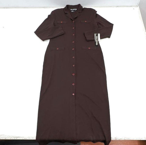 Vintage 90s Nina Leonard Wool Blend Knit Duster Shirtdress Sz M NWT