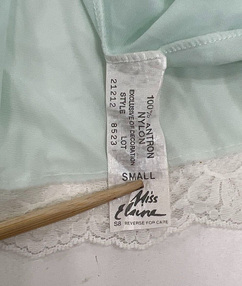 Vintage 70s Miss Elaine Lot 2 Pink Blue Antron Nylon Lace Nightgown Women's S