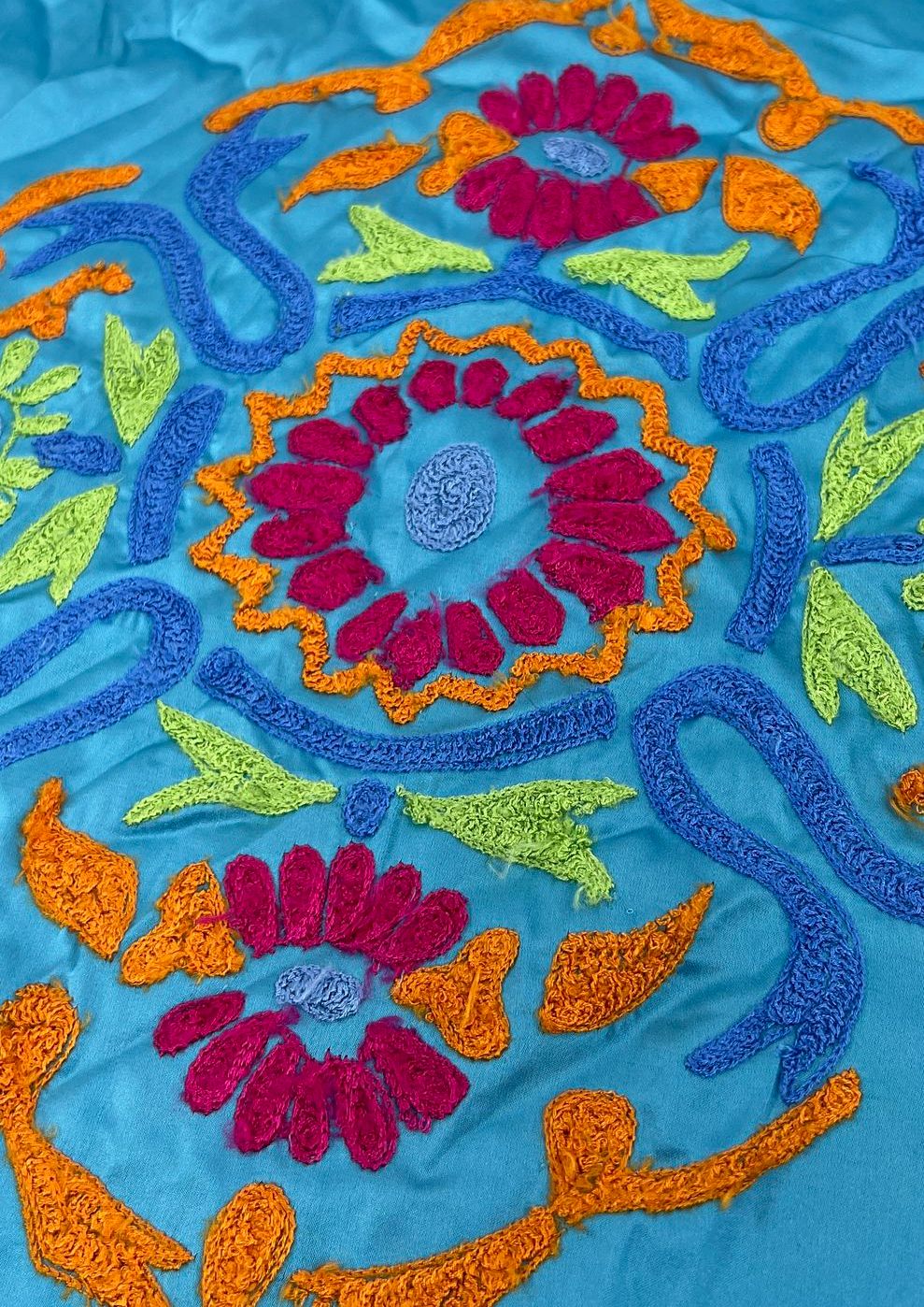 NWT Women's Gretchen Scott Blue Embroidered Polyester Side Zip Dress Size Small
