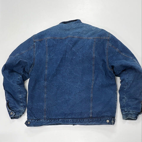 Wyoming Traders Sherpa-Lined Denim Jacket Corduroy Collar Blue Sz XL