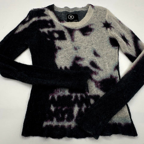 Ranger Renaissance Women's SS21 Abstract Knit Distressed Sweater Gray Sz L