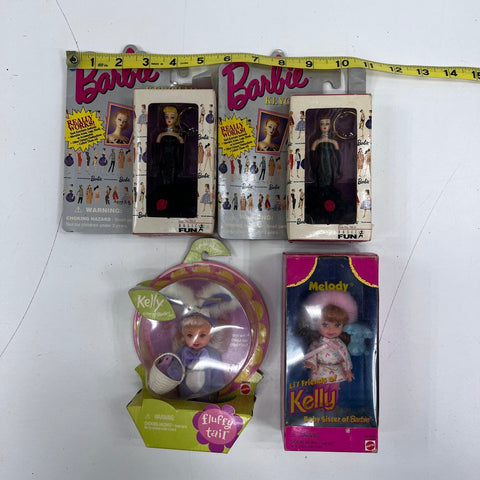 Barbie and Kelly Doll Lot Mattel Basic Fun 4 Pieces Sealed Vintage NIB