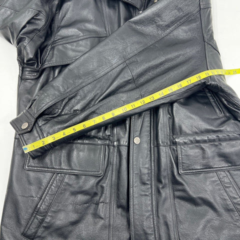 Charles Klein Men's Black Leather Quilted Barn Field Jacket Vintage Y2K XL