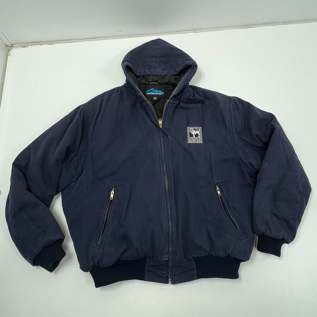 Tri-Mountain Windsor Windows Blue Hooded Workwear Jacket Men's XL