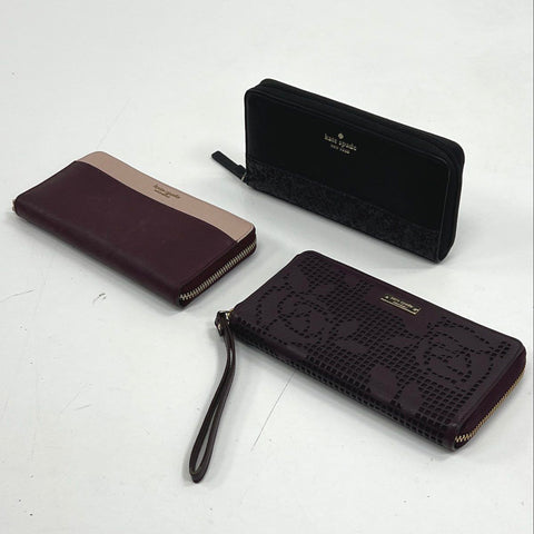Kate Spade Saffiano Leather Zip Around Wallet Glitter Laser Cut Lot of 3