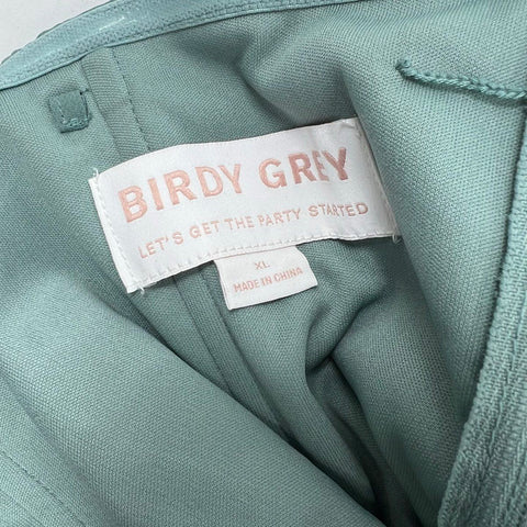 NWT Birdy Grey Grace Chiffon Slit Bridesmaid Dress Sea Glass Strapless Gown Sz