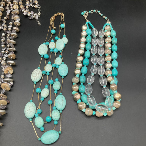 Chico's Avenue Sophia Beaded Statement Necklace Lot of 5 Multi-strand Turquoise