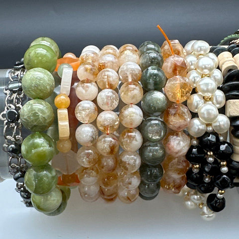 Mixed Beaded Charm Bangle Bracelet Jewelry Lot of 24 Boho Eclectic Styles