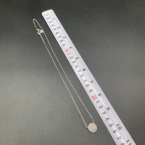Kendra Scott Silver Tone Medallion Logo Pendant Necklace Black Mother of Pearl