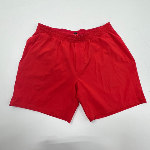 Lululemon Red Athletic Lined Back Zip Pocket Shorts Men's XL
