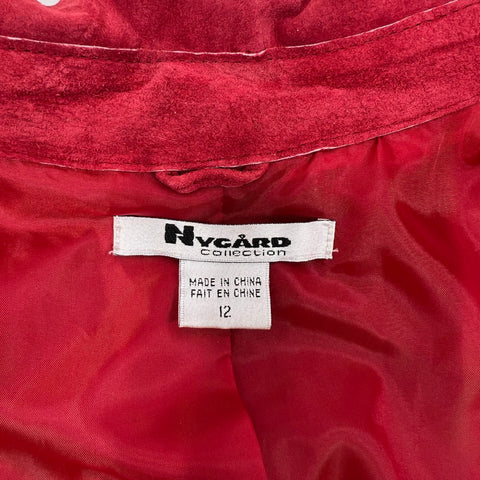 Vintage 90s Nygard Red Genuine Suede Leather Button Front Jacket Sz M