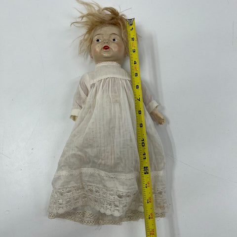 Antique German DECO Doll 18" Composition Head Cloth Body Blonde Hair